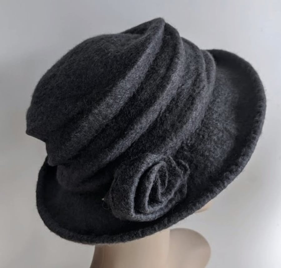 Pewter grey felted wool hat - 'The Crush' - designed to pack flat