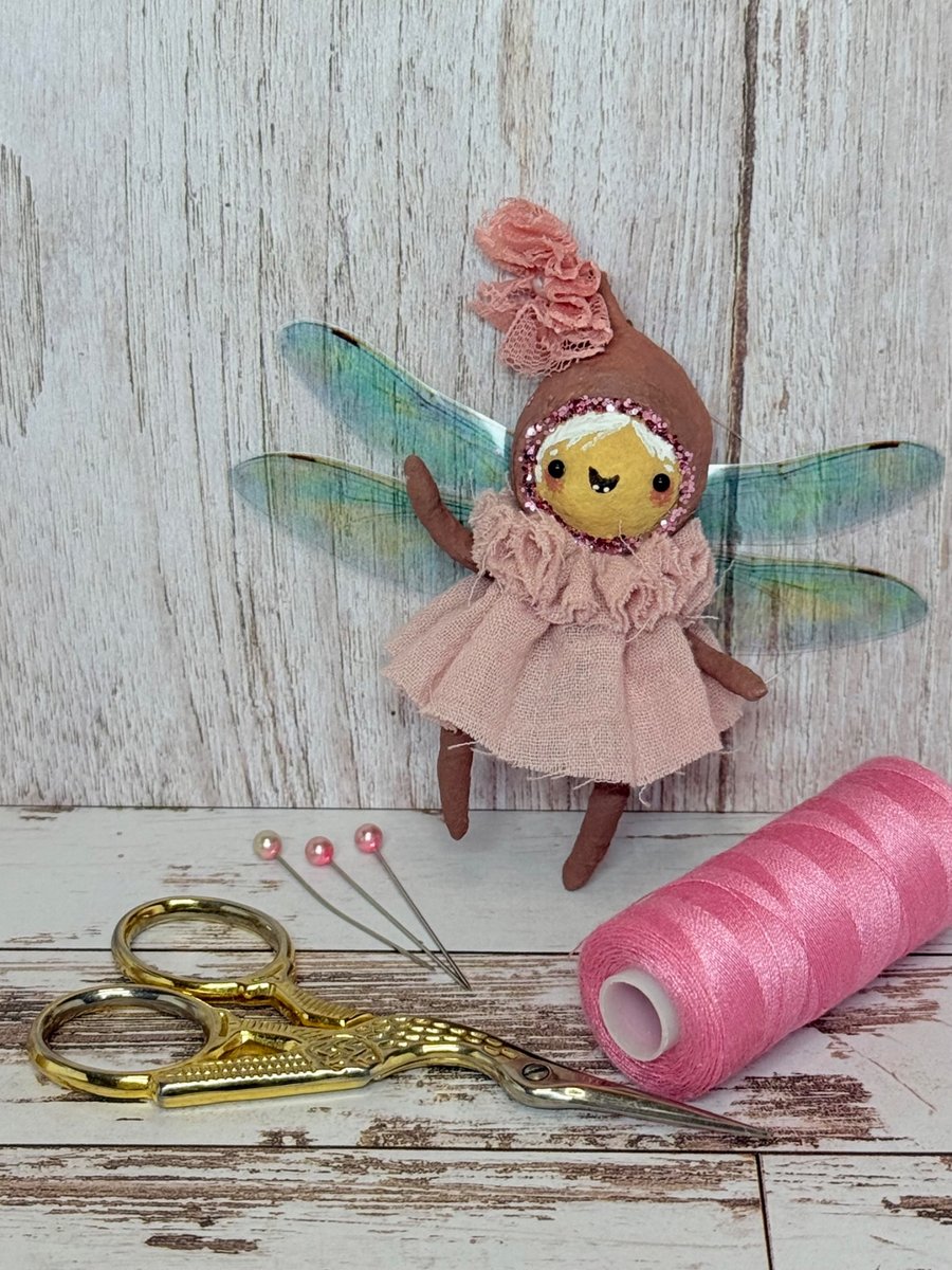 Pink Fairy Miniature Art Doll Hanger Inge