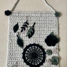 Spooky Monochrome Bloom Crochet Wall Hanging