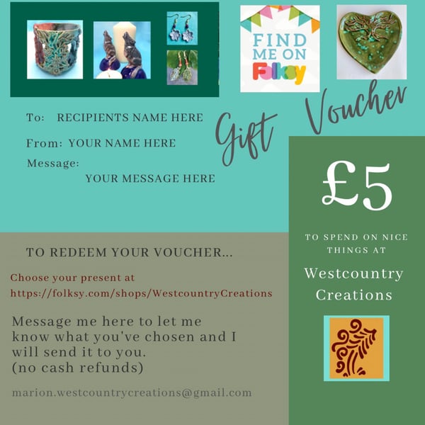   GIFT VOUCHER- FIVE POUNDS