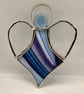 Stained Glass Heart Angel - Stripey blue body with clear gluechip wings