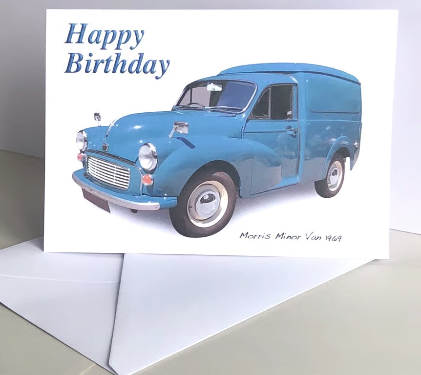Morris Minor Van 1969 - Greeting Card for the Nostalgic Business Owner