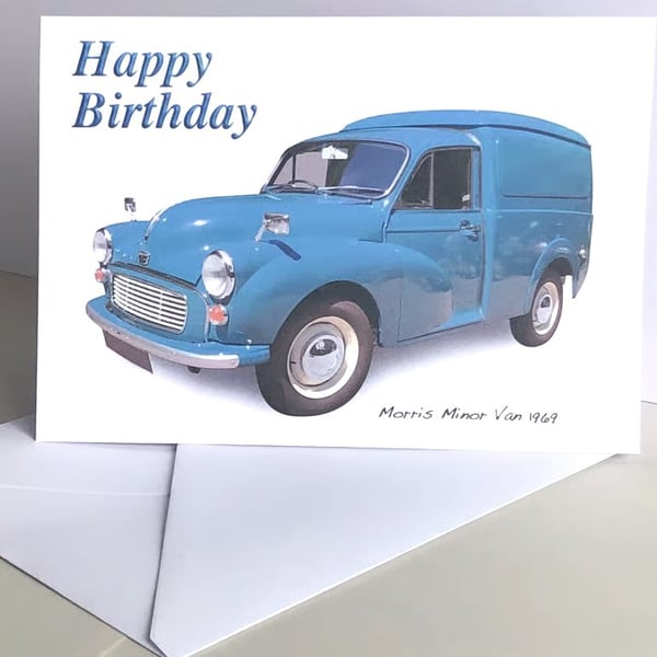 Morris Minor Van 1969 - Greeting Card for the Nostalgic Business Owner