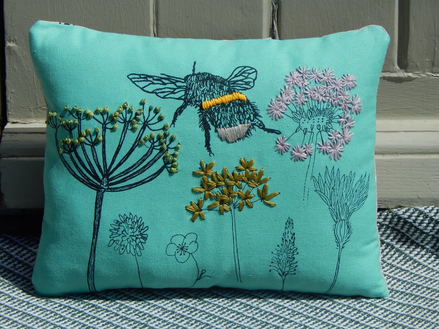 Reserved for Katy Bee and Wild Flower -  Turquoise Small Screen printed Cushion