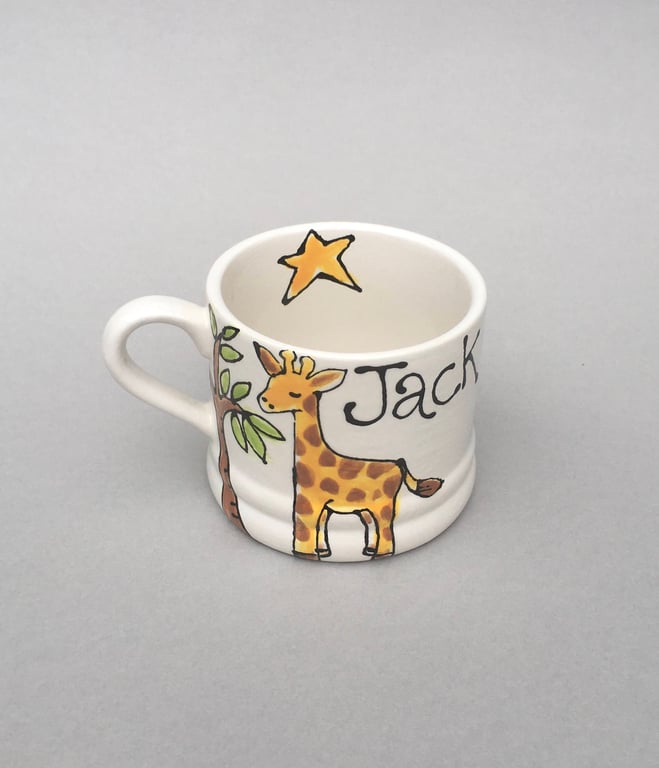 Personalised Children's Mug. Hand painted Earthenware Pottery Mug for Children