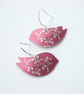  Bird earrings in light red with berries - Image 4