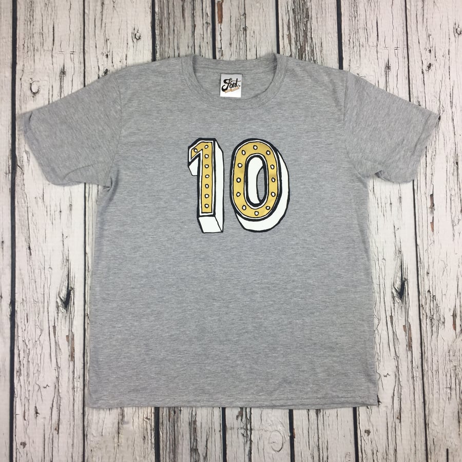 10th birthday shirt, ten Birthday outfit, age 10 year old girl boy Number Tee