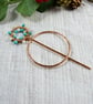 Copper Shawl Pin - Festive Wreath with Turquoise & Shell - Image 6