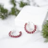 Garnet Gemstone Silver Hoop Earrings