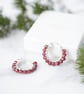 Garnet Gemstone Silver Hoop Earrings - Handmade Artisan Jewellery 