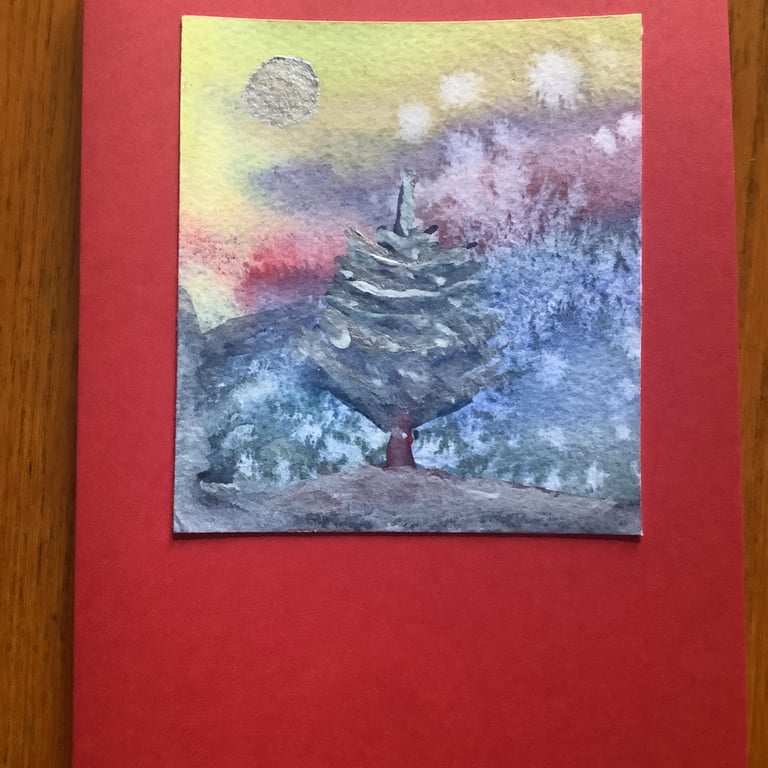 Hand painted Christmas Yule Card 'Colourful at Yule'