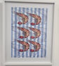 Seafood prawns nautical stripe art Print A3