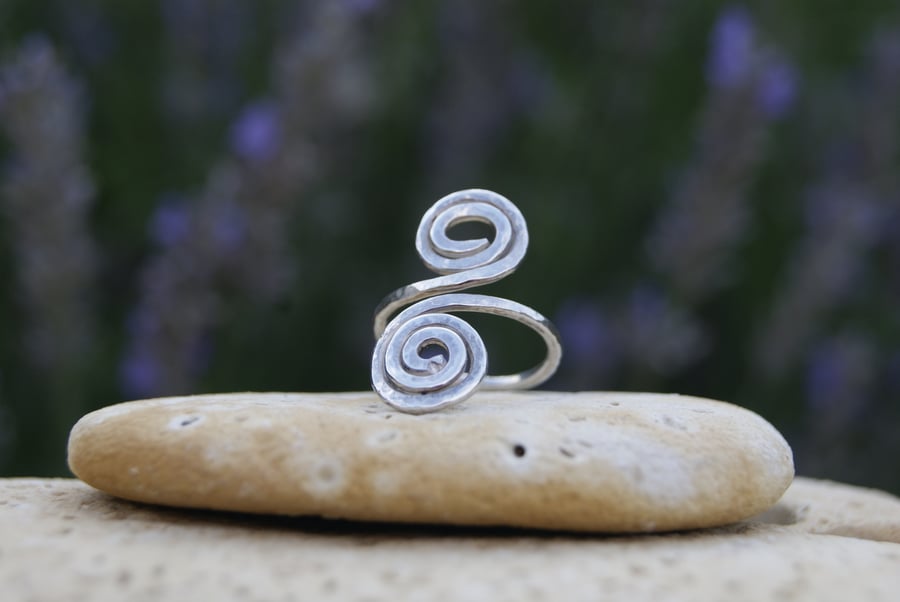 Handcrafted Bespoke Sterling Silver double spiral ring