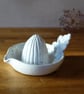 Hand Thrown Stoneware Lemon Juicer with Oak Leaf Handle - Image 3