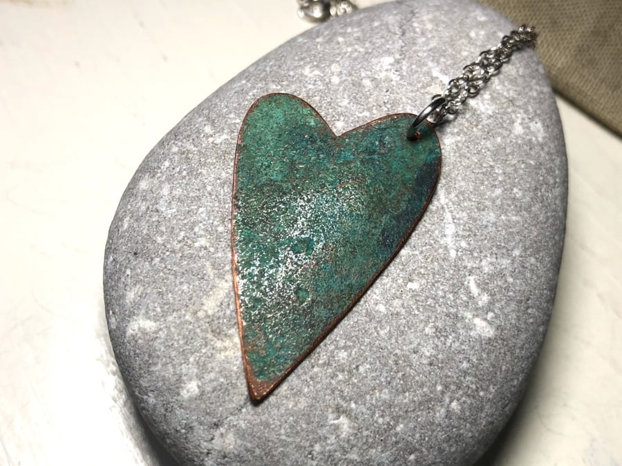 Recycled Copper Heart Pendant . Valentine Heart. No 1