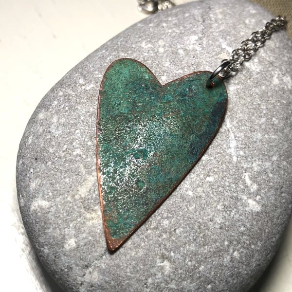 Recycled Copper Heart Pendant . Valentine Heart. No 1