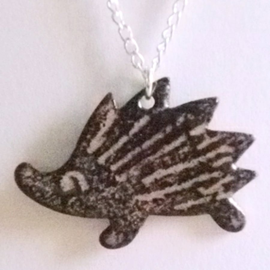 Enamel pendant - hedgehog