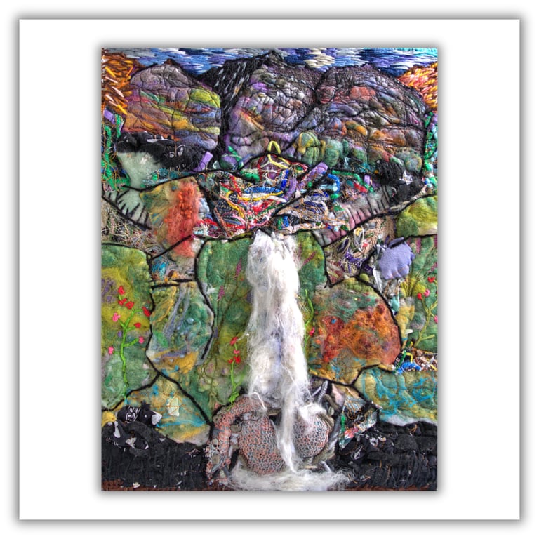 Textile landscape - needlework - Scotland - framed - Glen Isla