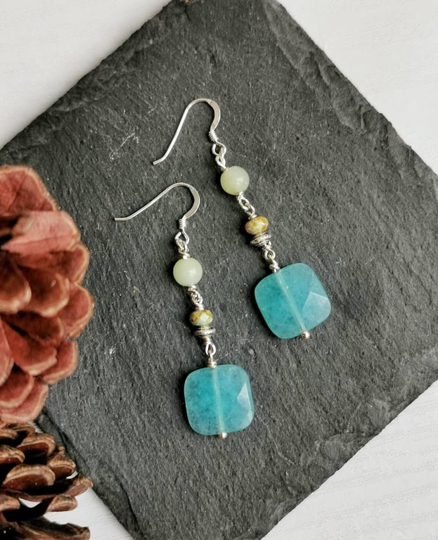 Sterling Silver and Blue Quartz Earrings