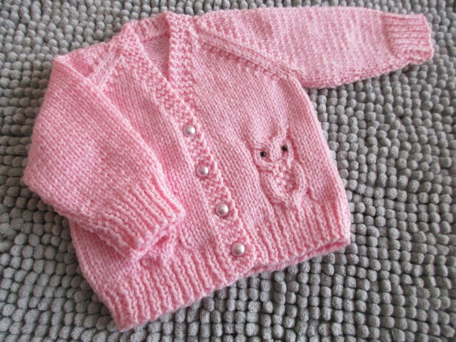 14" Newborn Baby Girls Owl  V Neck Cardigan