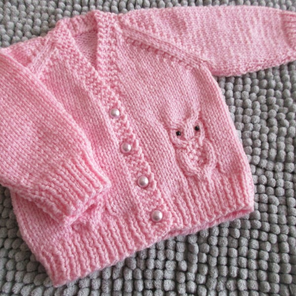 14" Newborn Baby Girls Owl  V Neck Cardigan