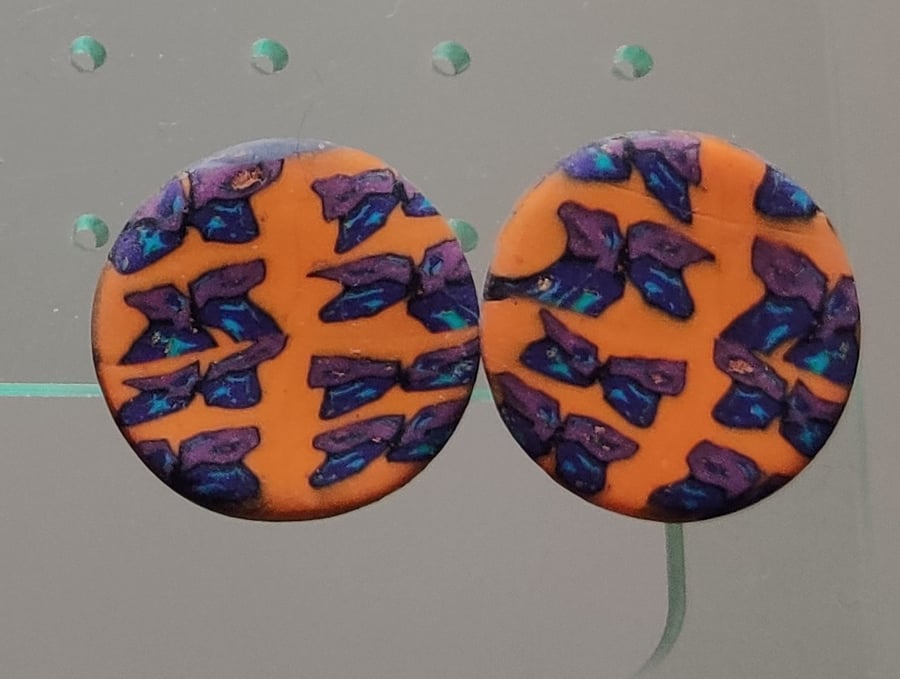 Butterfly pattern stud polymer clay earrings
