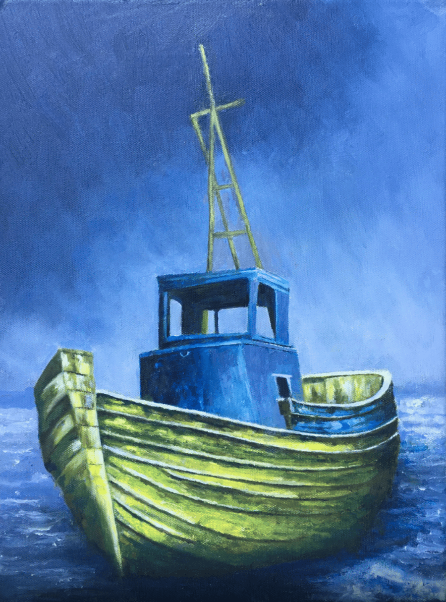 Original Oil on Canvas - Old Boat