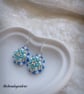 Beaded flower sterling silver  earrings  - Image 2