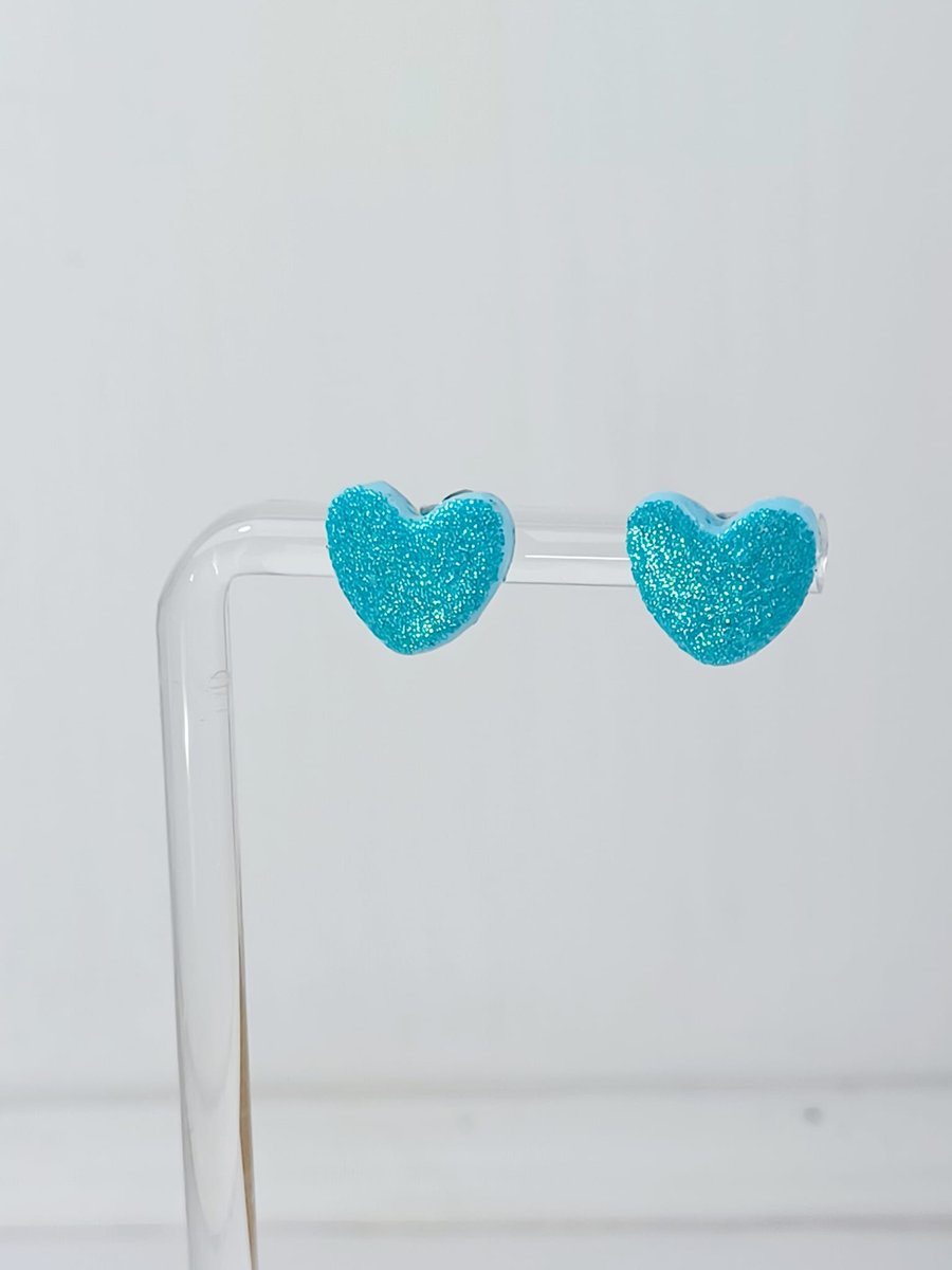 Heart shaped aquamarine stud earrings     