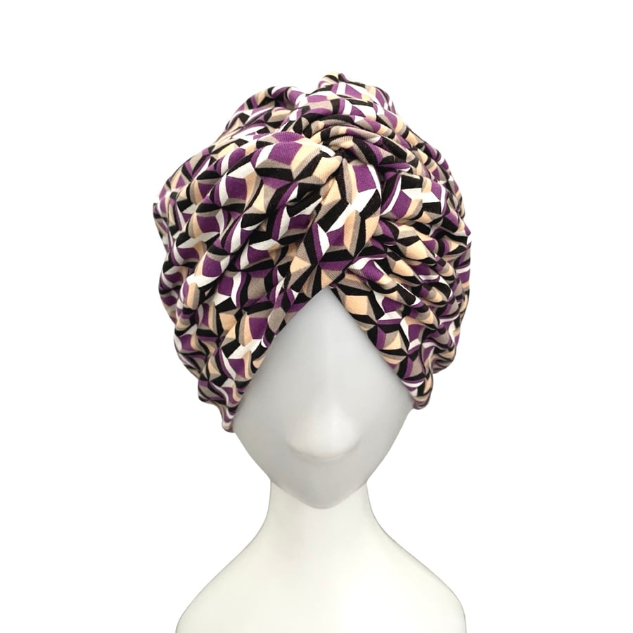 Chemo Cotton Turban Head Wrap, Colourful Twisted Turban Hat for Hair Loss