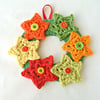 Crochet Star Christmas Wreath - Tropical Colours