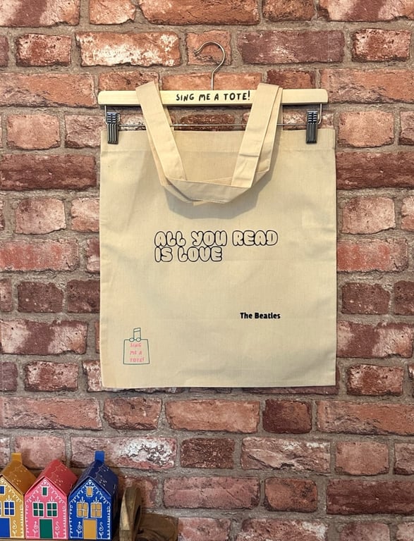 Cotton Book Bag Tote Bag featuring a Beatles Song Pun