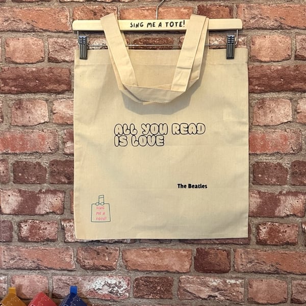 Cotton Book Bag Tote Bag featuring a Beatles Song Pun