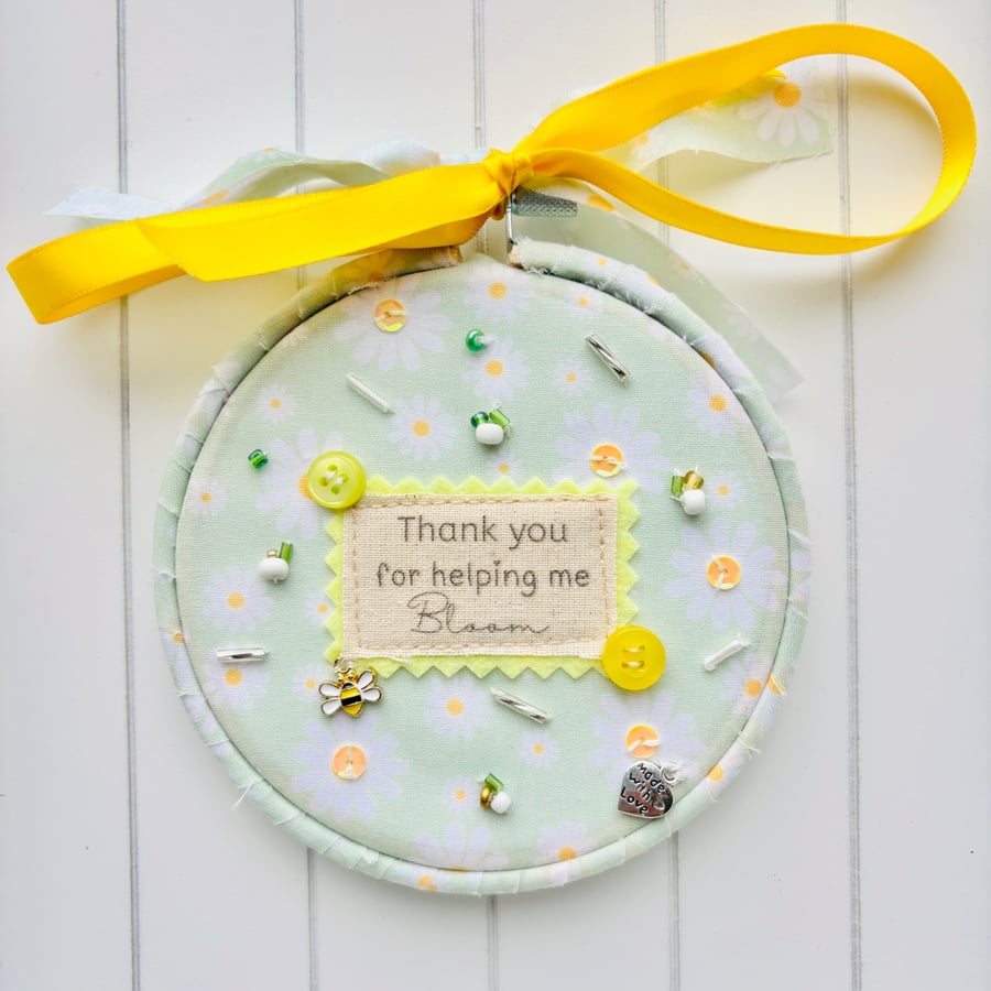 Personalised Teacher Gift Hoop, Daisy Keepsake, Thank You Teacher UK