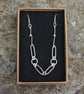  Silver Paperclip and Circles Chain Link Necklace - Image 5