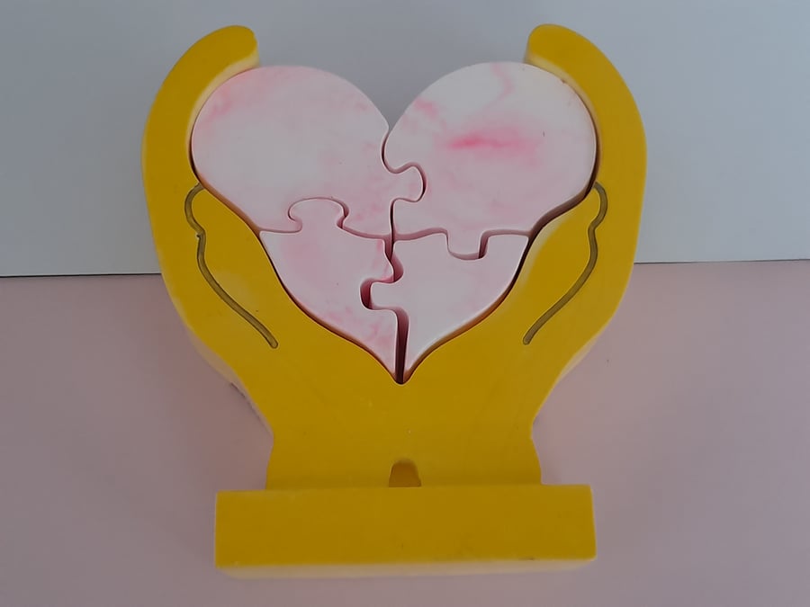 Hands Holding Puzzle Heart ornament decoration 