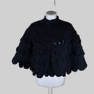 Gothic Raven Feathered quarter length shoulder wrap.