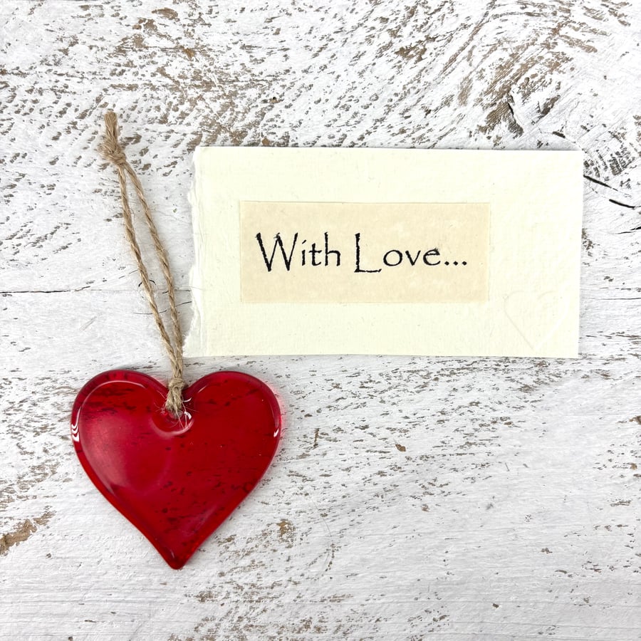 Red Glass Hanging Heart