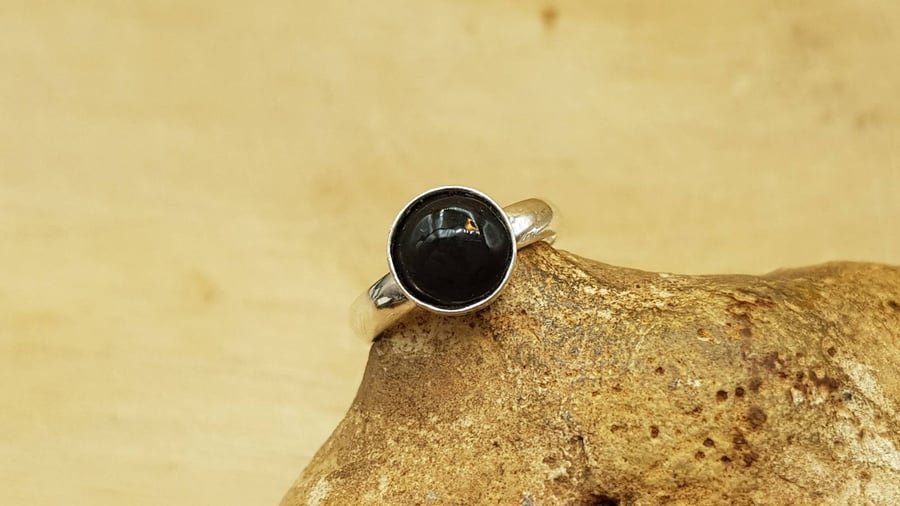 Minimalist Rainbow Obsidian adjustable ring