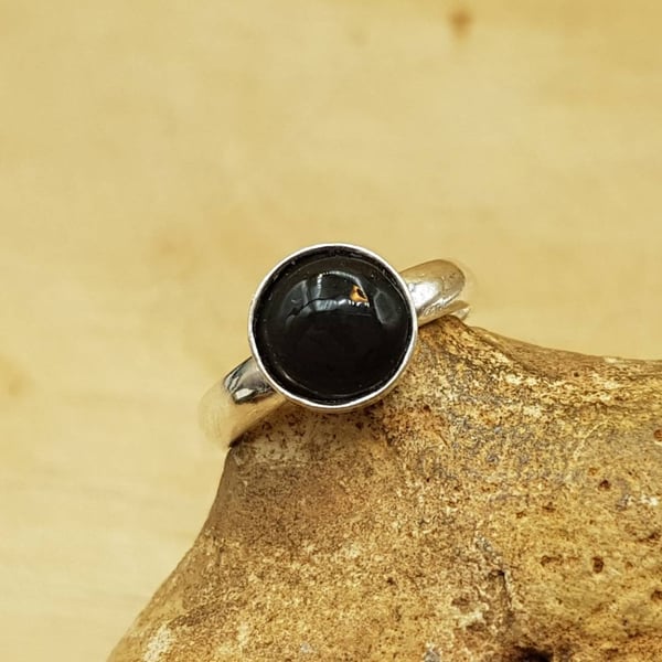 Minimalist Rainbow Obsidian adjustable ring