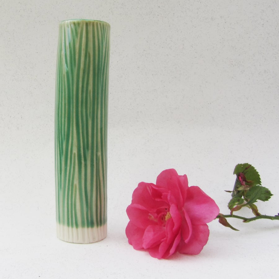 Green porcelain bud vase