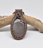 Wire Woven Silver Sheen Obsidian and Copper Gothic Pendant - Image 1