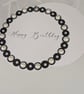 Handmade Round Happy Birthday Card with White Envelope, Elegant Pearl Wreath Lux