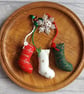 Set of 3 Mini Stocking Christmas Tree Decorations, Scrapbox Stockings