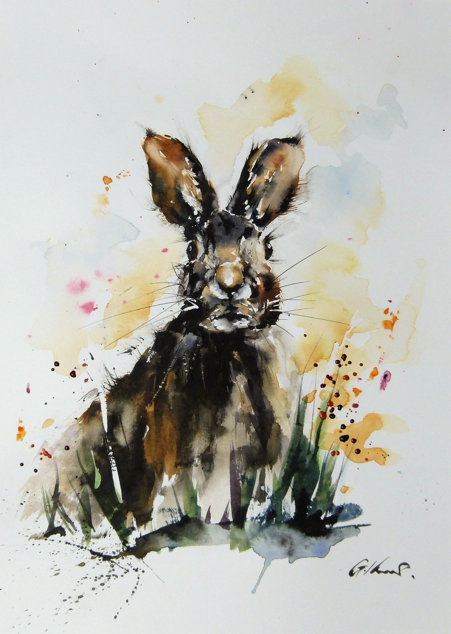 Bunny, Original Watercolour Painting.
