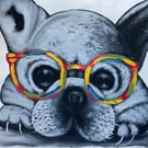 French Bulldog Original Painting on Canvas, Dog Portrait Pop Art