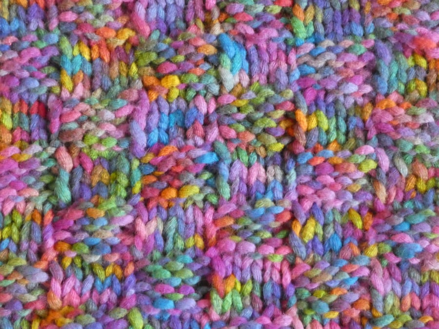 Extreme Knit Blanket in Basket Weave Stitch. Super Chunky Blanket. Rainbow