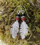 Silver,  Jasper and agate feather earrings - Image 8