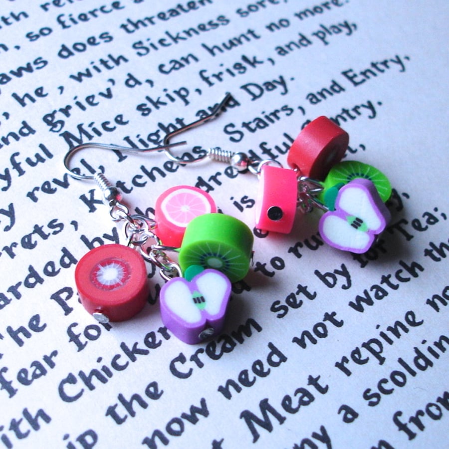 Zingy Fruit Polymer Clay Cluster Earrings