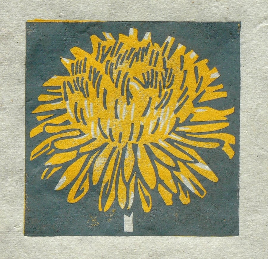 Dandelion mini linocut print